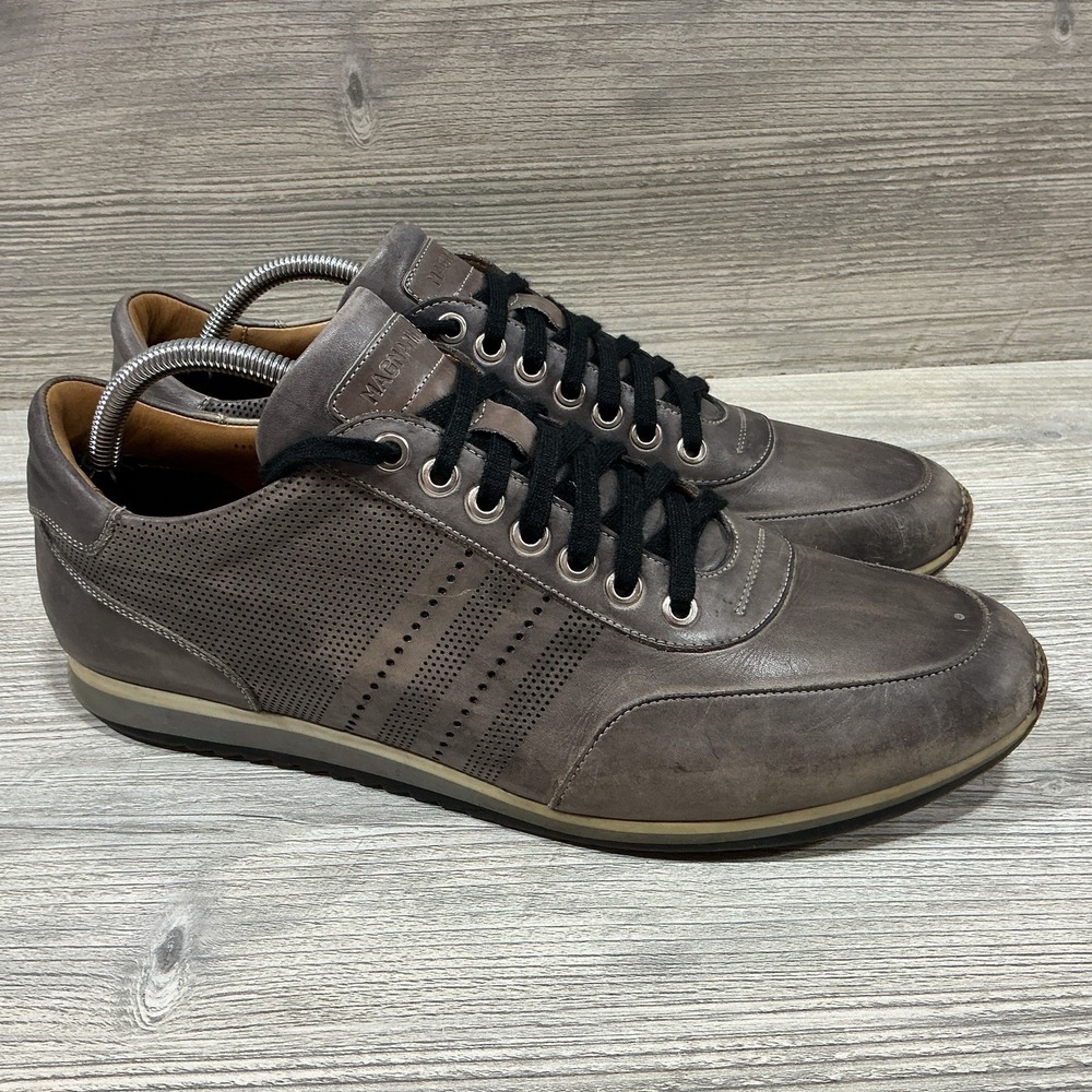 Magnanni Portugal Mens Grey Leather Lace Up Fashion Sneakers Shoes 21724 Size 10